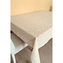 Elegancev Dantel Motifli Muşamba Masa Örtüsü 140 x 180 cm  - Krem Renk-Çiçek