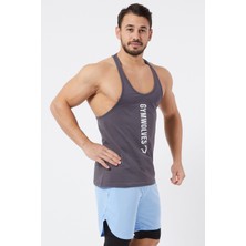 Gymwolves Erkek Spor Atleti Ince Askılı | Füme | Stringer | Workout Tanktop |