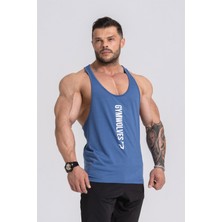 Gymwolves Erkek Spor Atleti Ince Askılı | Indigo | Stringer | Workout Tanktop |