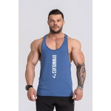 Gymwolves Erkek Spor Atleti Ince Askılı | Indigo | Stringer | Workout Tanktop |