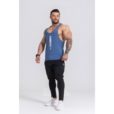 Gymwolves Erkek Spor Atleti Ince Askılı | Indigo | Stringer | Workout Tanktop |