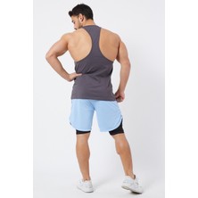 Gymwolves Erkek Spor Atleti Ince Askılı | Füme | Stringer | Workout Tanktop |