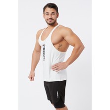 Gymwolves Erkek Spor Atleti Ince Askılı | Krem | Stringer | Workout Tanktop |