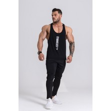 Gymwolves Erkek Spor Atleti Ince Askılı | Siyah | Stringer | Workout Tanktop |