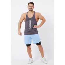 Gymwolves Erkek Spor Atleti Ince Askılı | Füme | Stringer | Workout Tanktop |