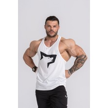 Gymwolves Erkek Spor Atleti | Stringer | Workout Tanktop | Krem | Wolf Serisi