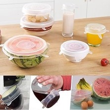 Silikon Streç Kapak Gıda Koruyucu Tencere Tabak Bonesi Şeffaf 6'lı,silikon Kapak