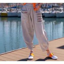 Pier Moda Nakışlı  Pamuk Keten Dokuma Şalvar Pantolon-Bohem Style-Yoga