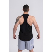 Gymwolves Spor Atleti | Stringer | Workout Tanktop | Siyah | Comfortable Serisi