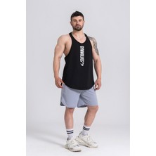 Gymwolves Spor Atleti | Stringer | Workout Tanktop | Siyah | Comfortable Serisi