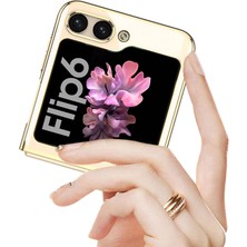 ZORE Galaxy Z Flip 6 Kılıf Zore Full Camlı Kıpta Kapak-Gold