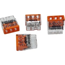 Adet Wago 2273-203 Compact Bağlantı Kutusu Kelepçesi Ø 0,5-2,5 Mm², 3 Kutuplu, Şeffaf/turuncu