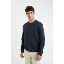 DeFacto Regular Fit Bisiklet Yaka Kalın Basic Düz Sweatshirt T3777AZ24AU