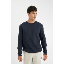 DeFacto Regular Fit Bisiklet Yaka Kalın Basic Düz Sweatshirt T3777AZ24AU