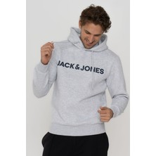 Jack & Jones Erkek Logo Baskılı Kapüşonlu Sweatshirt - Deldrick