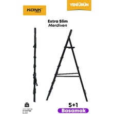 Konk Tools Extra Süper Slim Siyah Merdiven 5+1 Metal Basamaklı Vera5