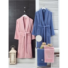 Mira Home 4 Parça Aile Bornoz Seti Kadın Erkek Havlulu Bornoz Takımı