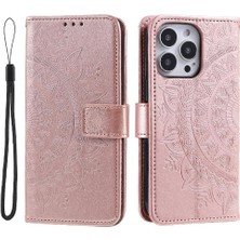 Colorful Shop IPhone 15 Için Flip Case Pro Pu Deri Cüzdan Kılıf Totem Kabartma (Yurt Dışından)