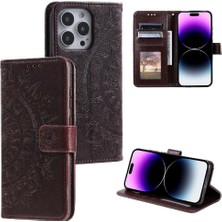 Colorful Shop IPhone 15 Için Flip Case Pro Max Cüzdan Kılıf Totem Kabartma Kickstand Pu (Yurt Dışından)