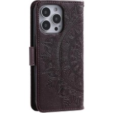 Colorful Shop IPhone 15 Için Flip Case Pro Max Cüzdan Kılıf Totem Kabartma Kickstand Pu (Yurt Dışından)