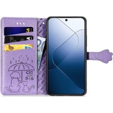 Colorful Shop Xiaomi 14T Pro Flip Kapak Için Kılıf Kısa Kayış Darbeye Karikatür Hayvanlar (Yurt Dışından)