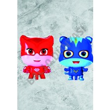 Bal10 Dünyası Baykuş Kırmızı Kedi Çocuk Mavi 2'li Folyo Balon Seti