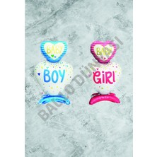 Bal10 Dünyası Ayaklı Pembe Girl - Mavi Boy Folyo Balon Seti