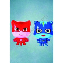 Rönesans Parti Baykuş Kırmızı Kedi Çocuk Mavi 2'li Folyo Balon Seti