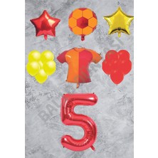 Bal10 Dünyası Taraftar Sarı Kırmızı Doğum Günü Balon Seti Yaş-5