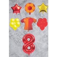 Bal10 Dünyası Taraftar Sarı Kırmızı Doğum Günü Balon Seti Yaş-8