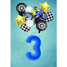 Rönesans Parti Motorsiklet Mavi Temalı Doğum Günü Seti Yaş-3