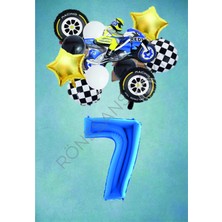 Rönesans Parti Motorsiklet Mavi Temalı Doğum Günü Seti Yaş-7