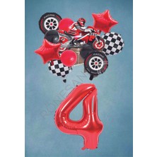 Rönesans Parti Motorsiklet Kırmızı Temalı Doğum Günü Seti Yaş-4