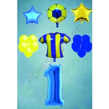 Rönesans Parti Taraftar Sarı Lacivert Doğum Günü Balon Seti Yaş-1