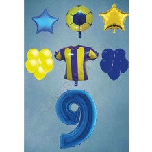 Rönesans Parti Taraftar Sarı Lacivert Doğum Günü Balon Seti Yaş-9