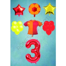Rönesans Parti Taraftar Sarı Kırmızı Doğum Günü Balon Seti Yaş-3