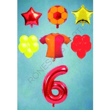 Rönesans Parti Taraftar Sarı Kırmızı Doğum Günü Balon Seti Yaş-6