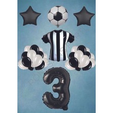 Rönesans Parti Taraftar Siyah Beyaz Doğum Günü Balon Seti Yaş-3