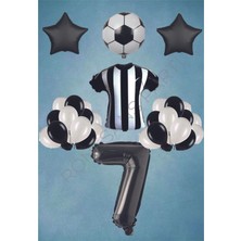 Rönesans Parti Taraftar Siyah Beyaz Doğum Günü Balon Seti Yaş-7