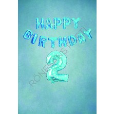Rönesans Parti Mavi Puanlı Happy Bırthday ve Rakam Folyo Balon Seti Yaş 2