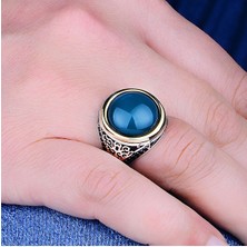 Silverbox Mavi Topaz Gümüş Erkek Yüzük, Türk El Işi Söz Parçası, Erkekler Için Ideal Hediye