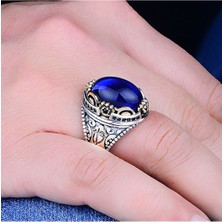 Silverbox Oval Tanzanit Taşlı Seçkin 925 Ayar Gümüş Erkek Yüzük, Eşsiz Lüks Erkek Yüzüğü