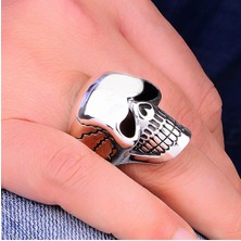 Silverbox 925 Ayar Kafatası Gümüş Erkek Yüzük, Türk El Işi Biker Takı, Gotik Punk Rock Hayalet Kafa Tasarımı
