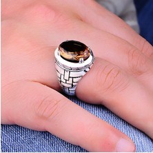 Silverbox Erkek Oval Zultanit Renk Değiştiren Yüzük, Benzersiz Bukalemun Taşlı Yüzük