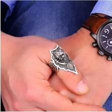 Silverbox 925 Ayar Aslan Başlı Okçu Erkek Yüzük Gümüş Başparmak  El Işi Türk Takıları