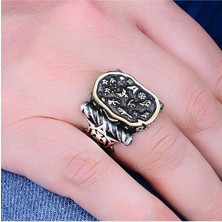 Silverbox Benzersiz 925 Ayar Gümüş Erkek Yüzük, Gotik Vintage Tasarım, Türk El Işi Lüks Takı