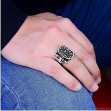 Silverbox Benzersiz 925 Ayar Gümüş Erkek Yüzük, Gotik Vintage Tasarım, Türk El Işi Lüks Takı