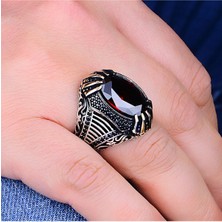 Silverbox Benzersiz Tasarım Garnet Gümüş Erkek Yüzük, Türk El Işi Erkek Yüzük, Sade ve Şık Erkek Yüzük