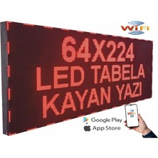 LED Tabela 64X224CM Çift Taraflı Kırmızı Kayan Yazı-Wifi