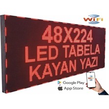 LED Tabela 48X256CM Çift Taraflı Kırmızı Kayan Yazı-Wifi